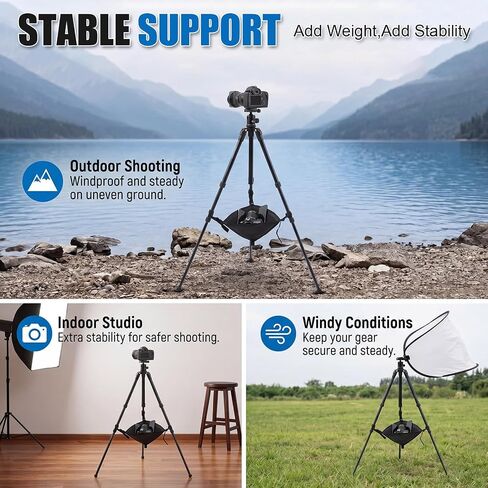 Woanger 2 Pcs Tripod Weights Stone Bag, Heavy Duty Weighted Sand Bags for Tripod Easel Light Stand Photography Astrophotography Paintings, Tripods Rock Bag with Adjustable Buckles 9 Extra Pockets in Kuwait