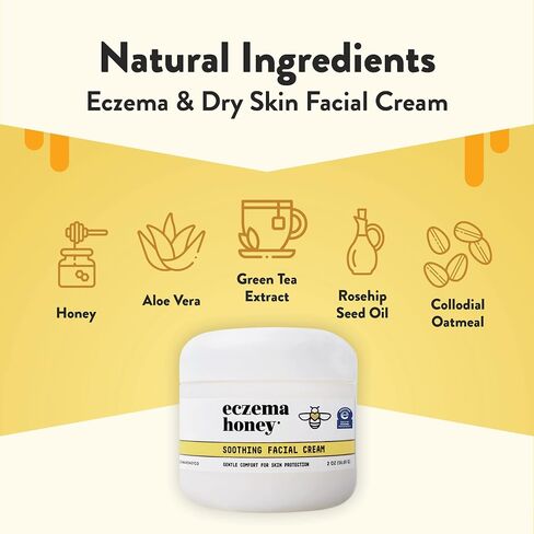ECZEMA HONEY Soothing Facial Cream - Eczema Lotion for Face, Eyelids, Lips, and More - Natural Dry Skin Repair (2 Oz) in Kuwait