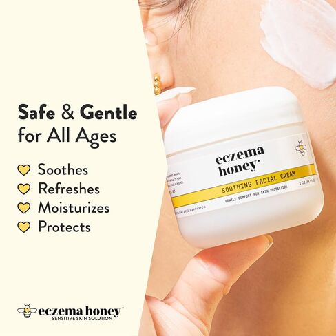 ECZEMA HONEY Soothing Facial Cream - Eczema Lotion for Face, Eyelids, Lips, and More - Natural Dry Skin Repair (2 Oz) in Kuwait