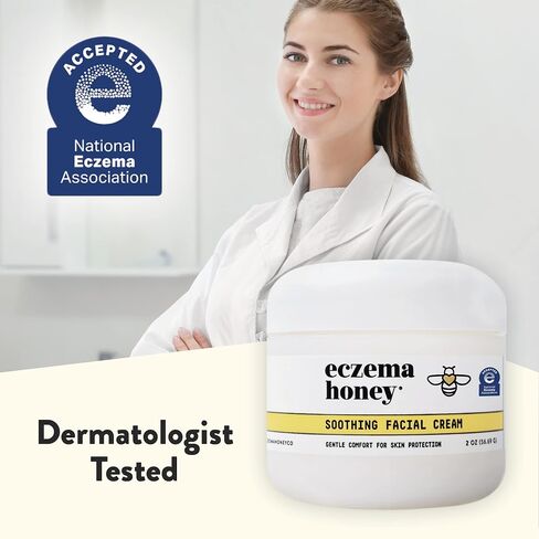 ECZEMA HONEY Soothing Facial Cream - Eczema Lotion for Face, Eyelids, Lips, and More - Natural Dry Skin Repair (2 Oz) in Kuwait