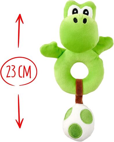Simba My Mario Baby Yoshi Plush Grabber with Rattle – Soft Sensory Ring Toy for Infants & Toddlers, Egg Pendant Included Toys in Kuwait