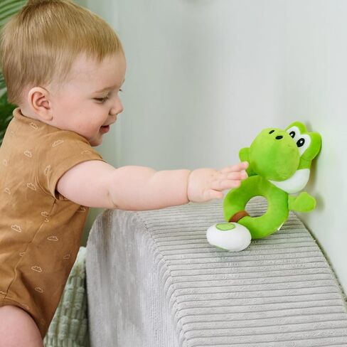 Simba My Mario Baby Yoshi Plush Grabber with Rattle – Soft Sensory Ring Toy for Infants & Toddlers, Egg Pendant Included Toys in Kuwait