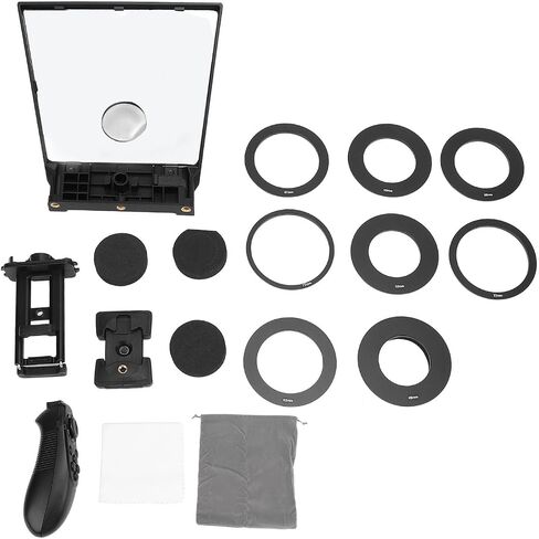 8 Inch Teleprompter, APP Remote Control for Smartphone DSLR Camera with Lens Adapter Rings for Online Teaching Live Streaming in Kuwait
