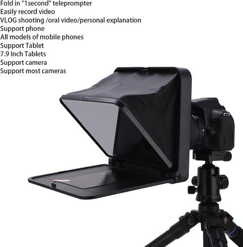 TC7 Foldable Teleprompter Portable for Smartphone Tablet SLR Camera with Remote Control in Kuwait