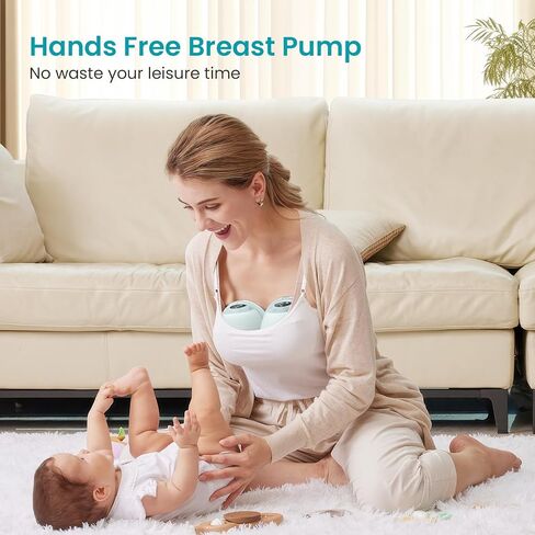Paruu P20 Electric Breast Pump Hands Free, 4 Modes & 12 Levels Suction with 19/21/24mm Double-Sealed Flange/Insert, Wearable & Portable, Visual Design of Time and Milk Volume (2 Pack, Light Green) in Kuwait
