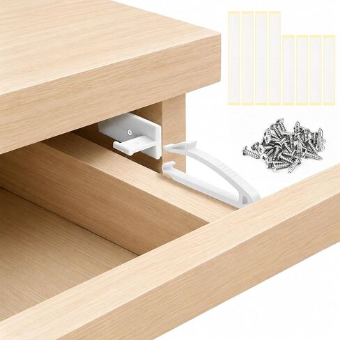 Coolrunner Thickened Version Child Safety Locks, 8 Pack Baby Proofing Drawers Locks | Baby Safety Invisible Drawer Latches with Strong Adhesive for Baby Care, Please See Below Before Buying in Kuwait
