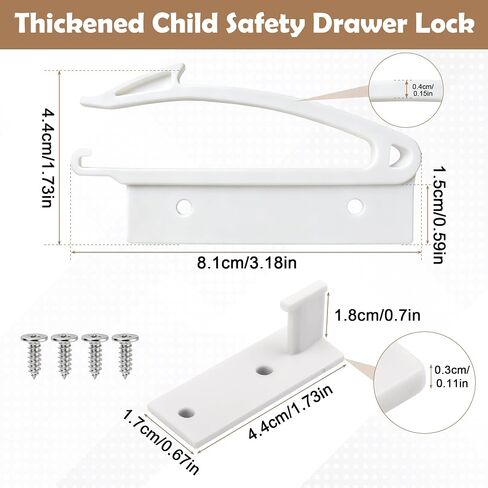 Coolrunner Thickened Version Child Safety Locks, 8 Pack Baby Proofing Drawers Locks | Baby Safety Invisible Drawer Latches with Strong Adhesive for Baby Care, Please See Below Before Buying in Kuwait