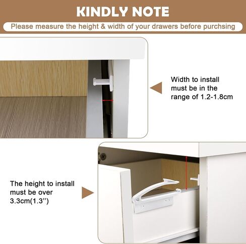 Coolrunner Thickened Version Child Safety Locks, 8 Pack Baby Proofing Drawers Locks | Baby Safety Invisible Drawer Latches with Strong Adhesive for Baby Care, Please See Below Before Buying in Kuwait