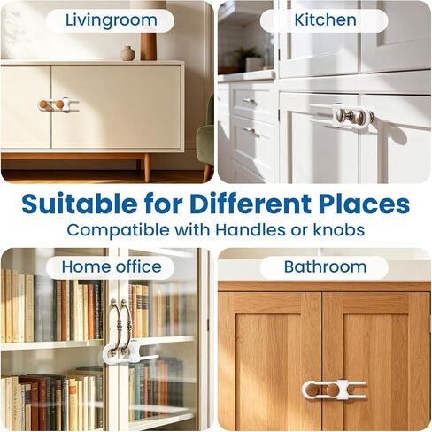 Cabinet Locks Baby Proofing,10 Pack Sliding Child Proof Cabinet Locks,Adjustable U Shaped Child Locks for Cabinets and Drawers (White) in Kuwait