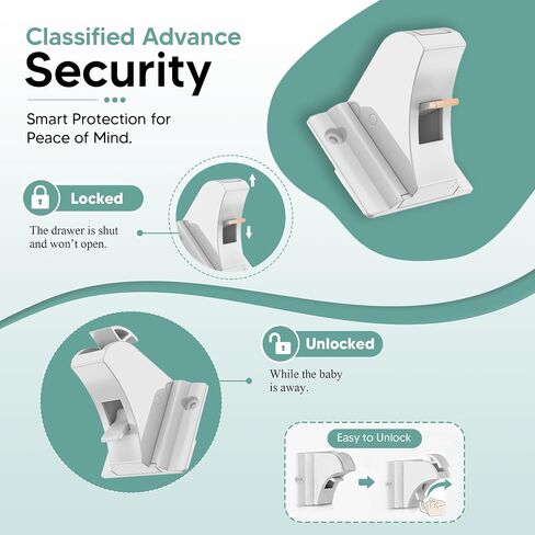 NAVZA® 12 Pack Magnetic Cabinet Locks Baby Proofing Set, Child Proof Cabinet Locks for Kitchen Cabinets, Drawers and Cupboards, 12 Hidden Adhesive Baby Proof Cabinet Locks with 2 Keys in Kuwait