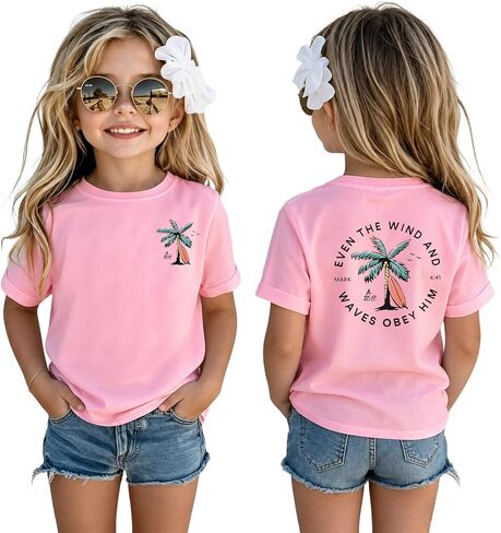 CM C&M WODRO Toddler Boys Girls Christian Shirts Even The Wind and Waves Obey Him Bible Verse T-Shirt Faith Shirt Graphic Tee in Kuwait