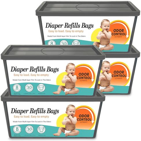 Diaper Pail Refills Fits Diaper Genie Easy Roll Signature & Platinum | 120Bags Hold up to 5640 Newborn Diapers,Upgraded 7-Layer Powerful Odor Control,Durable & No Tear,Unscented in Kuwait