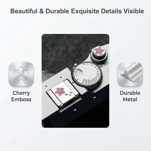 Camera Cherry Blossom Metal Hot Shoe Cover Shutter Button for Fujifilm X100VI X-E3 X-E5 X-T5 X-T30III for Nikon for Leica (Set) in Kuwait
