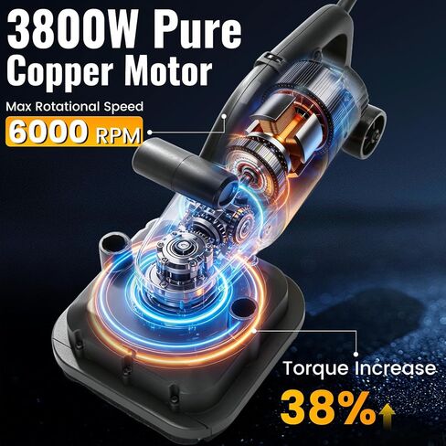 4-Head Concrete Floor Grinder with Extendable Rod, 3800W & 6000 RPM | 4" Concrete Sander with 6-Speed Control & Dust Collection Cover for Cement Marble Floors Granite & Surfaces in Kuwait