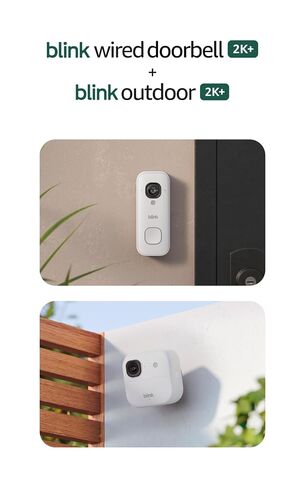Blink Wired Doorbell 2K+ (all-new) and Outdoor 2K+ (newest model) — 2K video, enhanced audio. Sync Module Core included - 3 Cameras + Video Doorbell - (White) in Kuwait