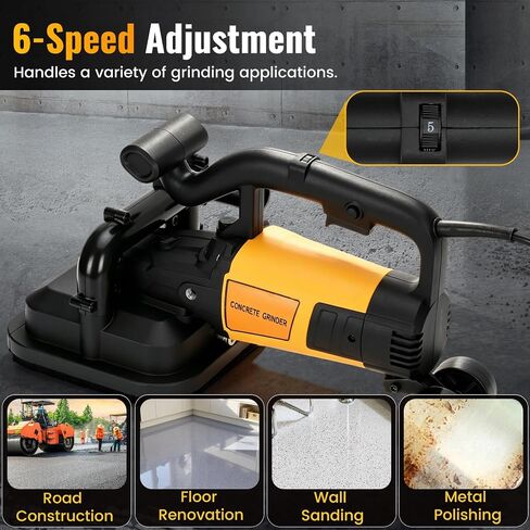 4-Head Concrete Floor Grinder with Extendable Rod, 3800W & 6000 RPM | 4" Concrete Sander with 6-Speed Control & Dust Collection Cover for Cement Marble Floors Granite & Surfaces in Kuwait