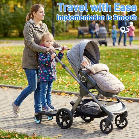 Universal Stroller Board with Detachable Seat,2in1 Sit and Stand Stroller Glider Board for Most Strollers,Holds Children Up to 55lbs (Blue) in Kuwait