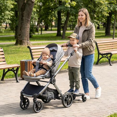 Universal Stroller Board with Detachable Seat,2in1 Sit and Stand Stroller Glider Board for Most Strollers,Holds Children Up to 55lbs (Blue) in Kuwait