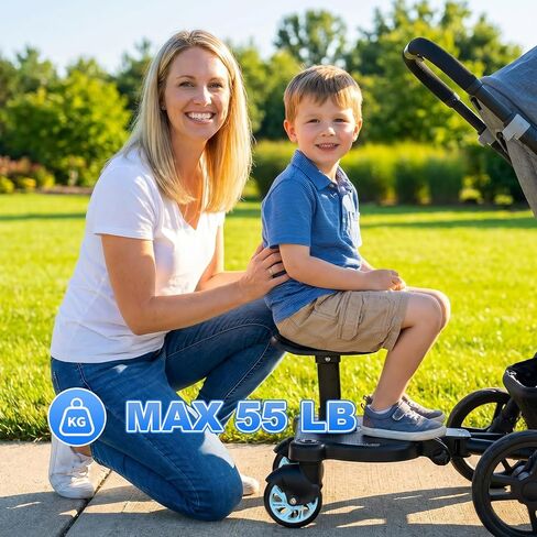 Universal Stroller Board with Detachable Seat,2in1 Sit and Stand Stroller Glider Board for Most Strollers,Holds Children Up to 55lbs (Blue) in Kuwait