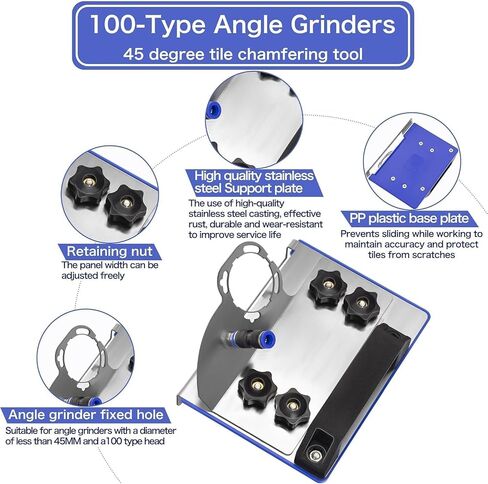 45 Degree Tile Chamfering Tool, Ceramic Tile Cutter Tool, Angle Grinder Attachments Stand for The Pro, Tile 45 Degree Angle Cutting Tool for 100-Type Angle Grinders, for Precise Tile Cutting in Kuwait
