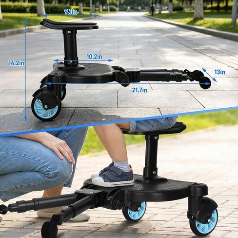 Universal Stroller Board with Detachable Seat,2in1 Sit and Stand Stroller Glider Board for Most Strollers,Holds Children Up to 55lbs (Blue) in Kuwait