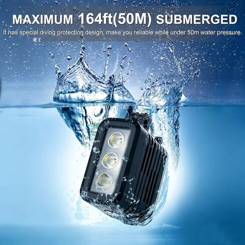 164ft Aluminum Waterproof Dive Light for GoPro Hero 13 12 11 10 9, 450LM Underwater LED Video Light with Dual Twin Mount for DJI Osmo Action 6 5 4 3, Ideal for Underwater Photography in Saudi Arabia