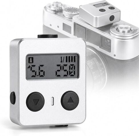 JOSBY Top Mounted Light Meter, Digital Ambient Light Exposure Meter, Metal Casing, Aperture and Shutter Priority Mode, Button Battery Powered, for Film Camera Photography to Black in Kuwait