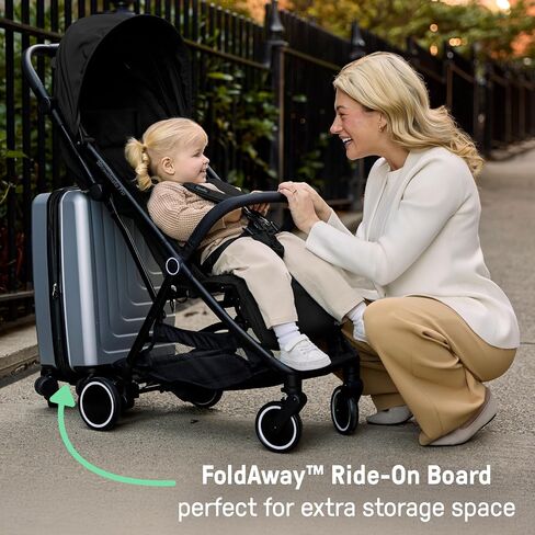 Ingenuity Foldaway Ride-On Board with Removable Seat, 2-in-1 Standing or Seated Toddler Ride, Folds with Stroller, Compatible with 3DSuite Stroller in Kuwait