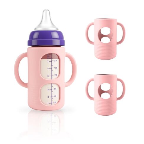 3-Pack Silicone Sleeves for New Lansinoh & Pigeon Glass Baby Bottle, BPA-Free Drop-Resistant Baby Bottle Sleeves with Handles, Compatible with New Lansinoh & Pigeon Glass Bottles (5 oz) in Kuwait