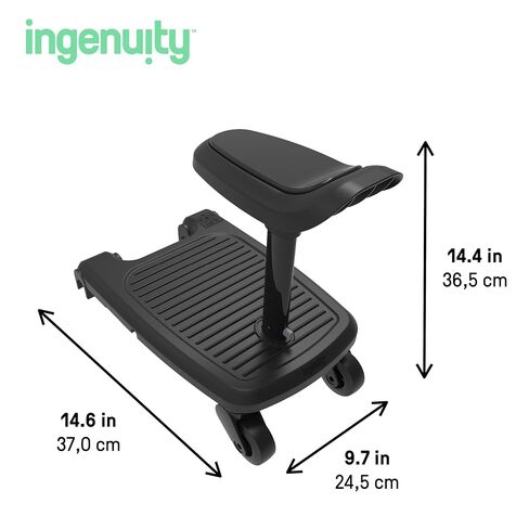 Ingenuity Foldaway Ride-On Board with Removable Seat, 2-in-1 Standing or Seated Toddler Ride, Folds with Stroller, Compatible with 3DSuite Stroller in Kuwait
