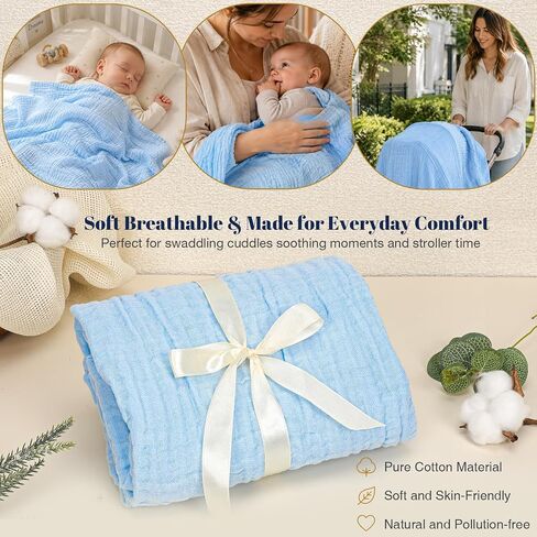 Newborn Baby Boy Gift Basket | Luxury Set with Gentleman Outfit, Muslin Swaddle Blanket | Perfect for First Photos, Welcome Baby Essentials in Kuwait