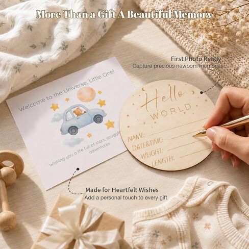 Newborn Baby Boy Gift Basket | Luxury Set with Gentleman Outfit, Muslin Swaddle Blanket | Perfect for First Photos, Welcome Baby Essentials in Kuwait