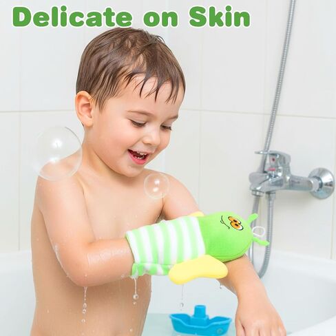 6PCS Baby Bath Mitt Washcloths Gloves 8.5x6.4 inch Soft Face Washcloths for Kids Shower Cute Animal Style Baby Mittens Bath Towel Toddler Wash Cloths Infant Scrubber Bathing Loofah Gloves in Kuwait