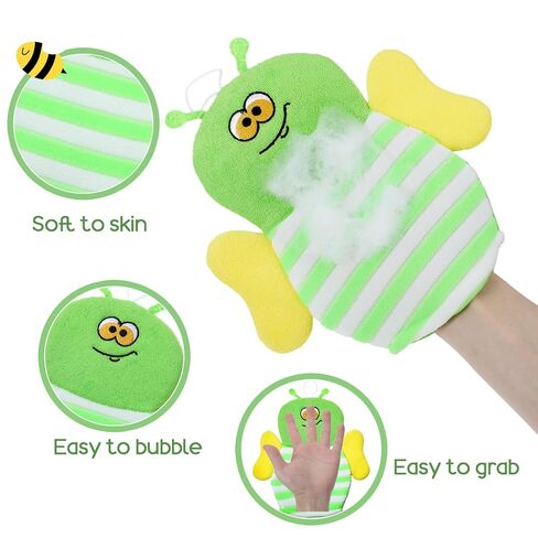 6PCS Baby Bath Mitt Washcloths Gloves 8.5x6.4 inch Soft Face Washcloths for Kids Shower Cute Animal Style Baby Mittens Bath Towel Toddler Wash Cloths Infant Scrubber Bathing Loofah Gloves in Kuwait