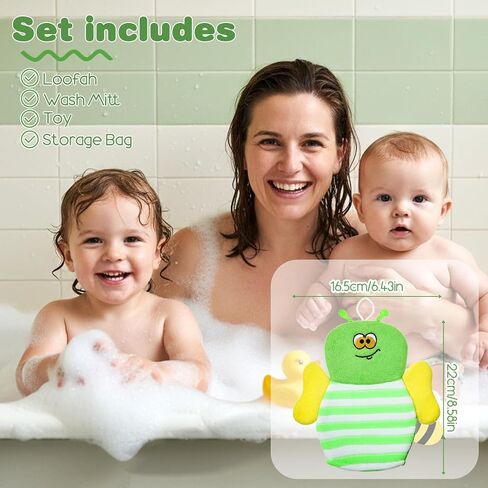 6PCS Baby Bath Mitt Washcloths Gloves 8.5x6.4 inch Soft Face Washcloths for Kids Shower Cute Animal Style Baby Mittens Bath Towel Toddler Wash Cloths Infant Scrubber Bathing Loofah Gloves in Kuwait
