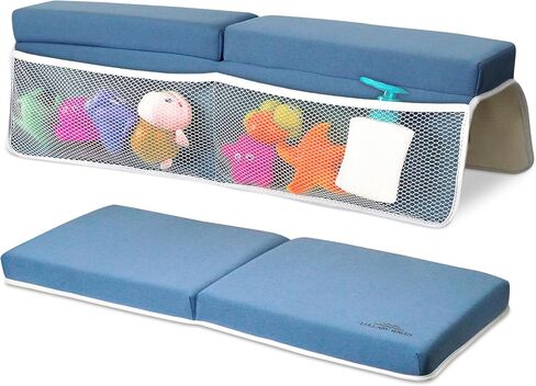 Baby Bath Kneeler and Elbow Rest Pad Set -2 Inch Thick Comfortable Non-Slip 30" Extra Long Bath Kneeling Pad with Toy Organizer Pockets - Soft Machine Washable XL Memory Foam Bathing Support Cushion in Kuwait
