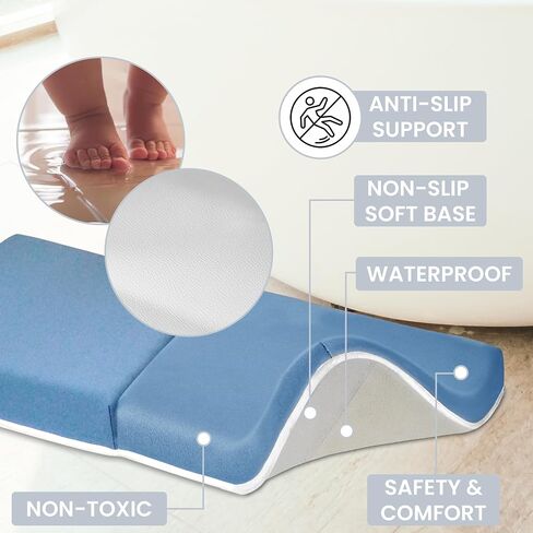 Baby Bath Kneeler and Elbow Rest Pad Set -2 Inch Thick Comfortable Non-Slip 30" Extra Long Bath Kneeling Pad with Toy Organizer Pockets - Soft Machine Washable XL Memory Foam Bathing Support Cushion in Kuwait