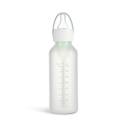 Munchkin Bond Silicone Coated Glass Baby Bottles - Anti-Colic Feeding System with Natural Feel Nipples, 8 Ounce, 2 Pack, White in Kuwait