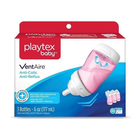 Playtex Baby Ventaire Anti Colic Baby Bottle, BPA Free, Pink, 6 Ounce - 3 Pack in Kuwait
