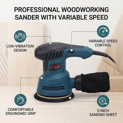 5in Sander,Low Vibration Variable Speed Corded Sander for Woodworking (US Plug 110V) in Kuwait
