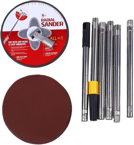 9 Inch Pole Sander with 25 Sanding Sheets 80-240 Grit, Alumina Oxide Discs, 360 Rotating Head, Adjustable Extension for Drywall Ceiling Painting Prep in Kuwait