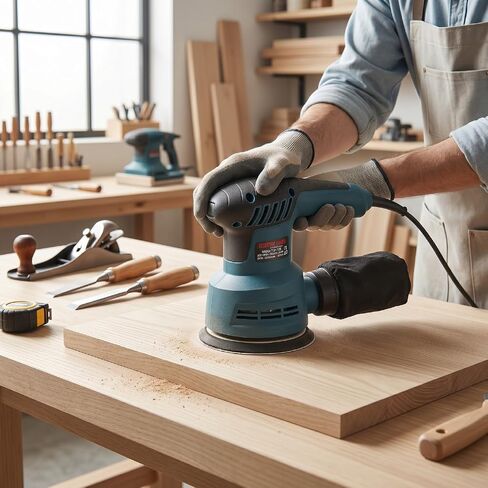 RiToEasysports Electric Sander,5 Inch Variable Speed Palm Sander with Low Vibration, Compact Sanding Tool for Woodworking DIY Projects (US Plug 110V) in Kuwait
