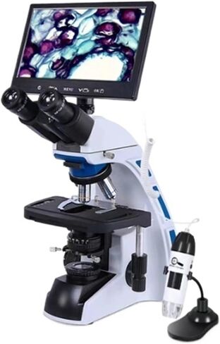 USB Microscope, Microscope, Trinocular Compound Lab Biological Zoom HD + 10.1 Inch LCD + Electronic Digital Portable(10.1-inch Display) in Kuwait