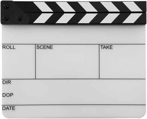 Action! by Filmsticks One-Piece USA Version Medium Clapperboard, 280 x 220 mm, UV-Printed Acrylic Film Slate with ABS Clapper Sticks, Wipe-Clean Movie Slate for Film School & Indie Filmmaking in Kuwait