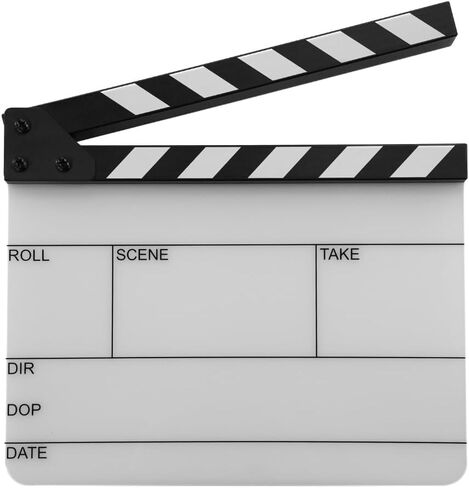 Action! by Filmsticks One-Piece USA Version Medium Clapperboard, 280 x 220 mm, UV-Printed Acrylic Film Slate with ABS Clapper Sticks, Wipe-Clean Movie Slate for Film School & Indie Filmmaking in Kuwait