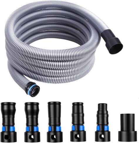 Dust Collection Hose Kit 16 Ft Vacuum Hose Shop Vac Hose for Home Improvement Tool Set Multi Brand Fit on Table Saw Multi Tool Orbital Sander Dust Collection System with Adapters. in Kuwait