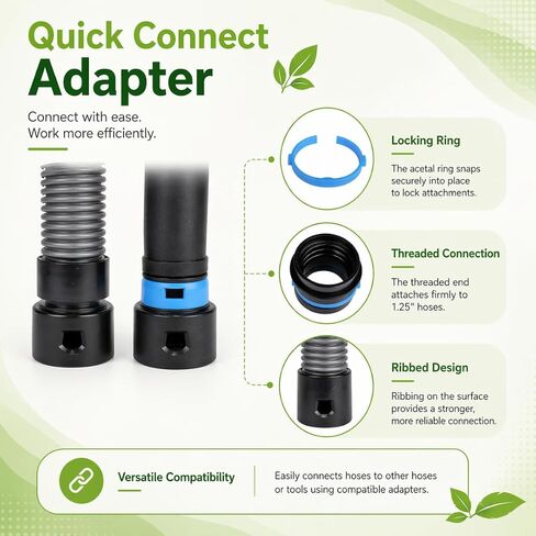 Dust Collection Hose Kit 16 Ft Vacuum Hose Shop Vac Hose for Home Improvement Tool Set Multi Brand Fit on Table Saw Multi Tool Orbital Sander Dust Collection System with Adapters. in Kuwait