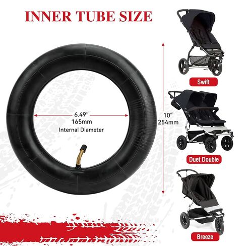 Rear Wheel Tire Tube for Mountain Buggy Swift & Breeze & Duet Double,10' Wheel Tube Replacement Strollers（3pc） in Kuwait