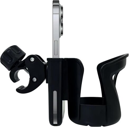 2-in-1 Stroller Cup Holder with Phone Holder, Bike Cup Holder, Universal Cup Holder for Uppababy Nuna Doona Stroller, 360°Rotatable Stroller Water Bottle Holder Accessories for Stroller in Kuwait