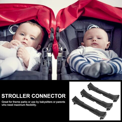 Yardwe Twin Baby Stroller Connector 3 Pack, Black | Universal Double Stroller Accessory for Outings Theme Parks Babysitters in Kuwait